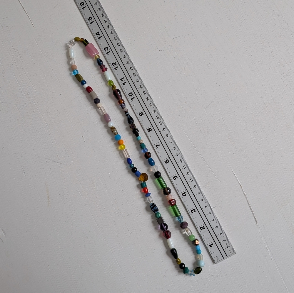 Multicolor Glass Bead Necklace - Picture 4 of 10